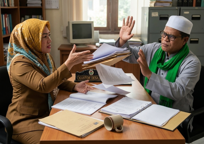 Foto istimewa ilustrasi : Haji Malang dan Penjabat (Pj) Kepala Desa Kusubibi, Irmayanti Kamarullah, saling lempar tanggung jawab 