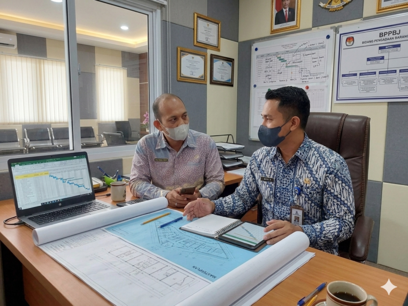 Foto Ilustrasi : Kepala BPPBJ Halmahera Selatan, Muhammad Imron dan IK, menentukan kontraktor pemenang proyek pemerintah.